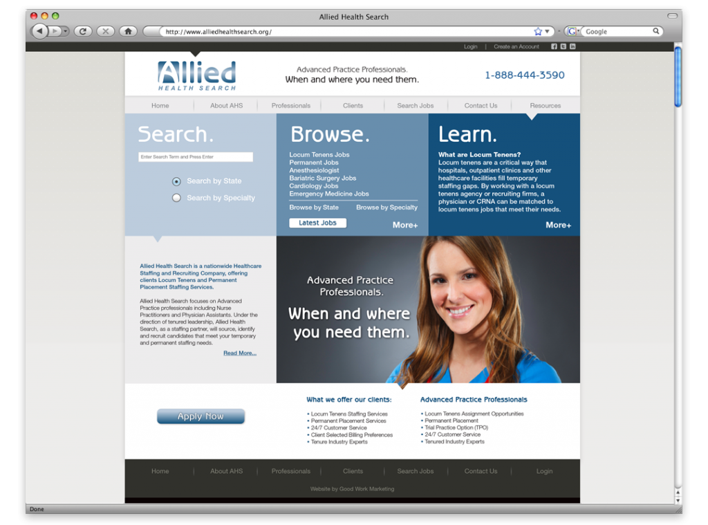 New Orleans Website Development and Design - Allied Health Search Website