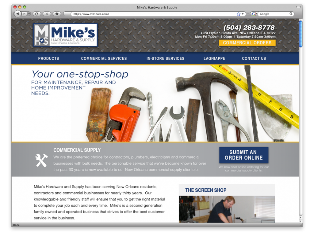 New Orleans Website Design and Development - Mike's Hardware Website