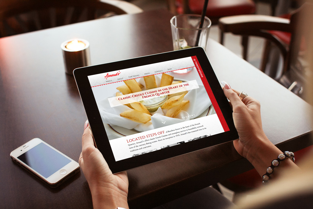 Tablet Website Development - Arnaud's Restaurant