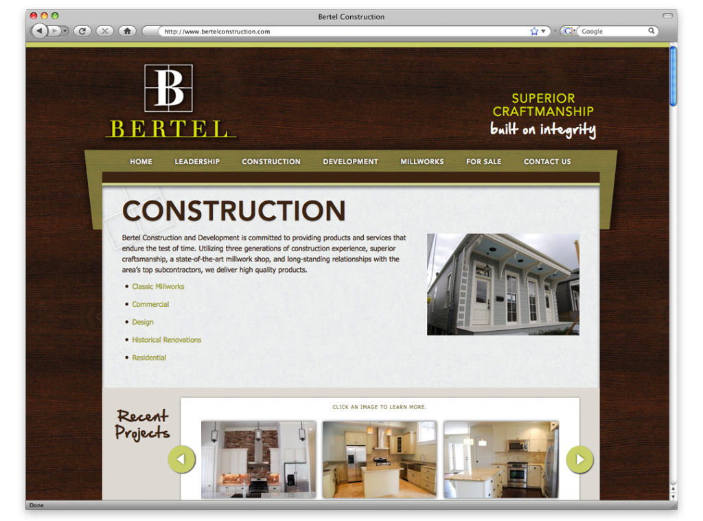 New Orleans Website Design and Development - Bertel Website Interior