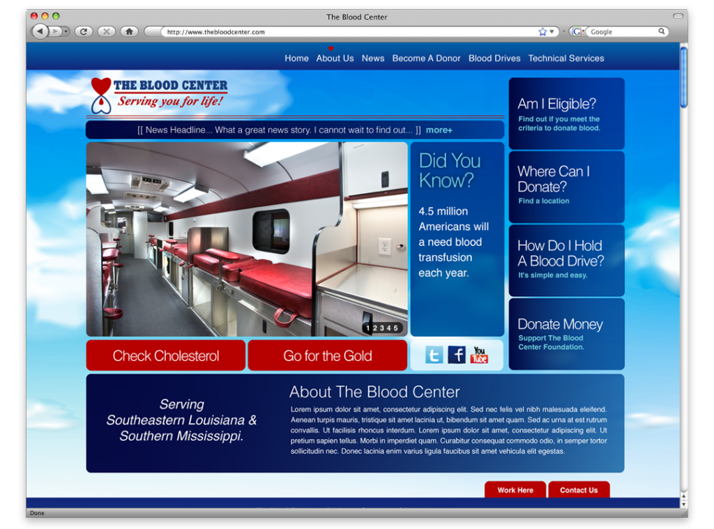 The Blood Center Website Design and Development