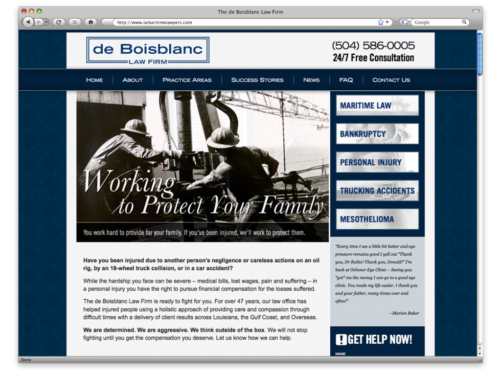 New Orleans Website Design and Development - de Boisblanc Website