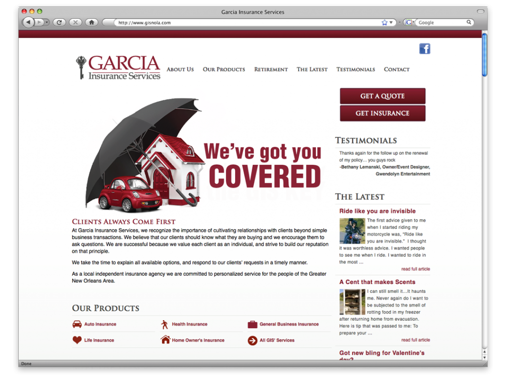 New Orleans Mobile Website Development and Design - Garcia Insurance Website