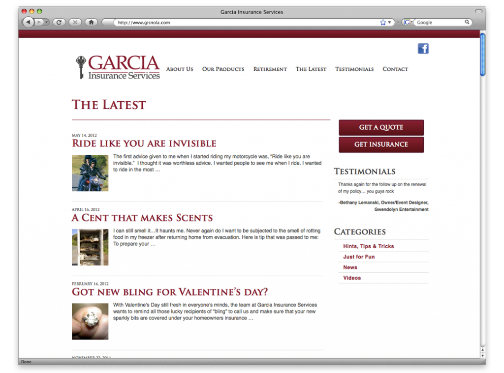 New Orleans Website Development and Design - Garcia Insurance Website