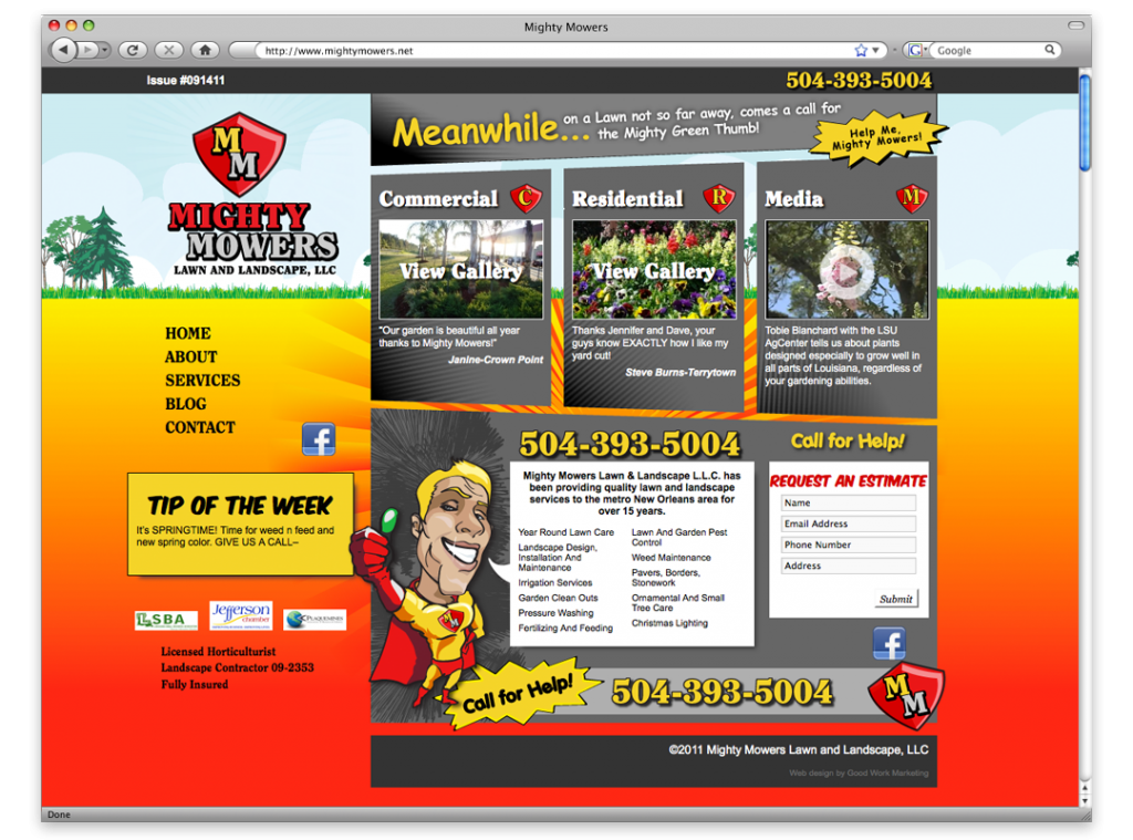 New Orleans Website Design and development - Mighty Mowers Website