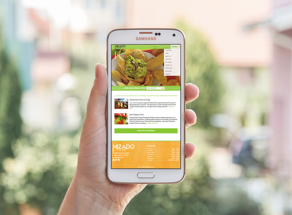 New Orleans Mobile Website Design and Development - Mizado Cocina Website
