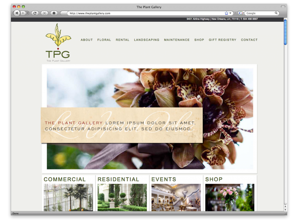 Website Development and Design - The Plant Gallery Website