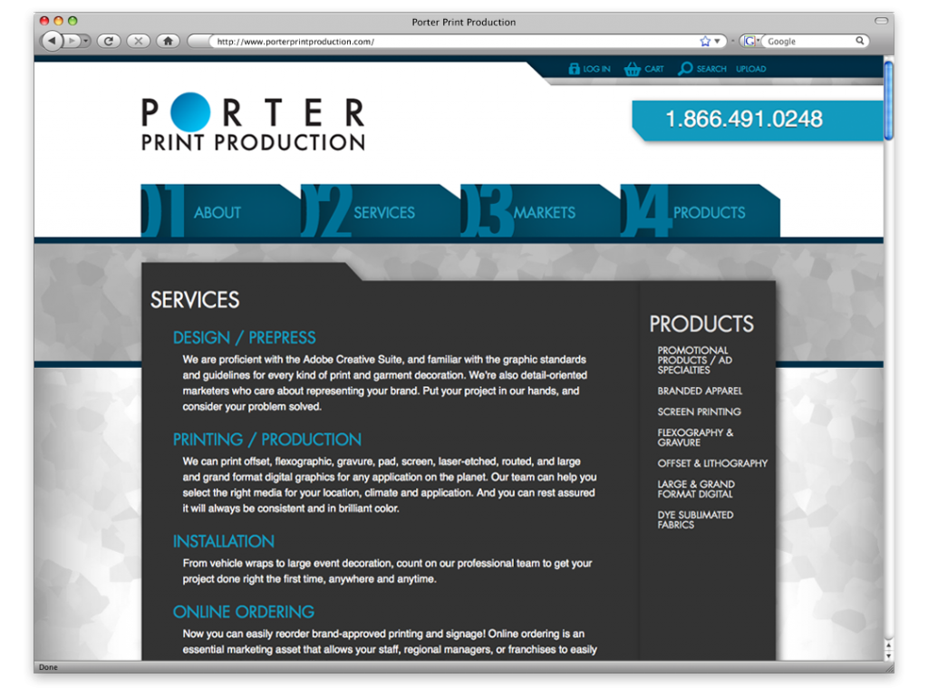 Website Design and Development- Porter Print Website