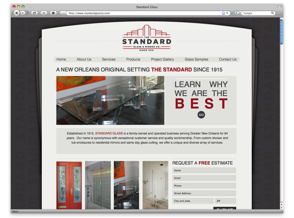 Website Design and Development - Standard Glass Website