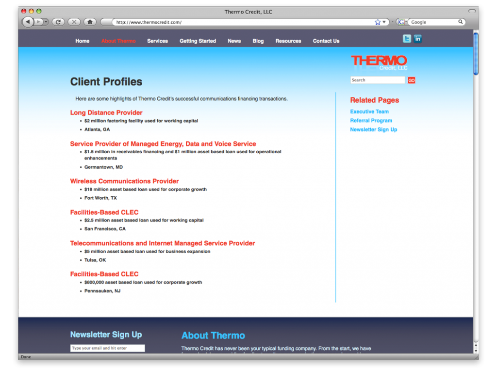 New Orleans Website Design and Development - Thermo Credit