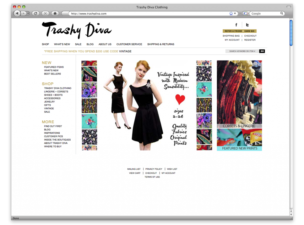 Website Design and Development - Trashy Diva Website