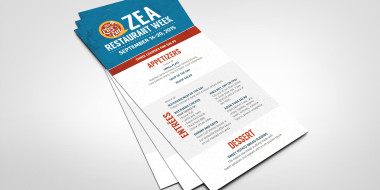 Custom Restaurant Menus - Zea Restaurant Week Menu Design